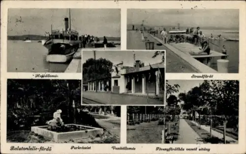 Ak Ungarn, Balaton, Dampfer, Park, Allee