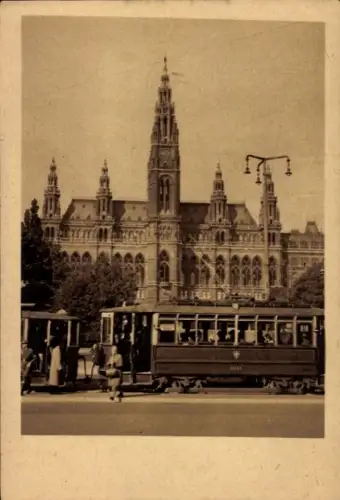 Ak Wien 1 Innere Stadt, Wien, Rathaus, Straßenbahn Nr. 2443