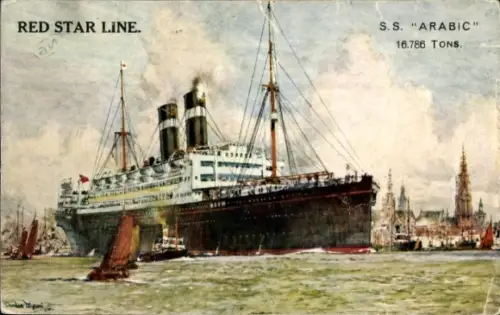 Künstler Ak SS Arabic, Red Star Line, RSL, Passagierschiff