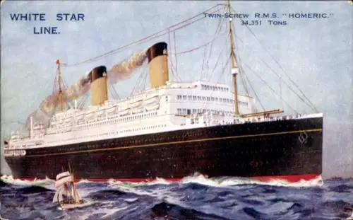 Künstler Ak White Star Line, Twin Screw RMS Homeric, Dampfschiff