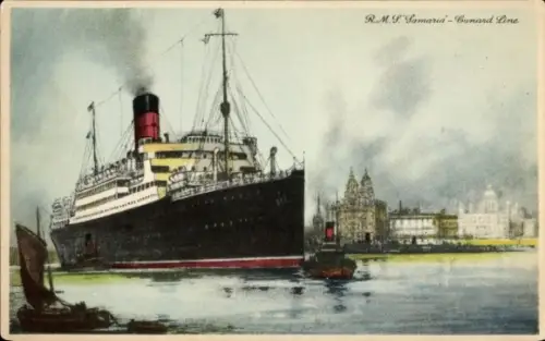 Künstler Ak Dampfschiff RMS Samaria, Cunard Line