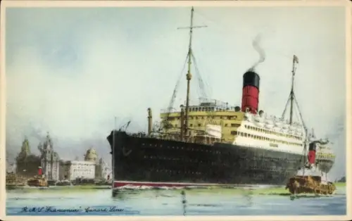Ak Dampfer Franconia, Cunard White Star Line