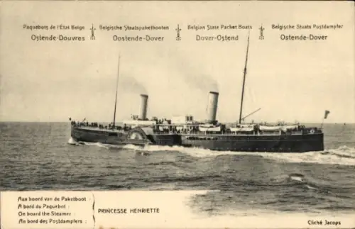 Ganzsachen Ak Belgischer Staats Postdampfer Princesse Henriette