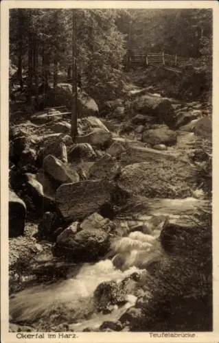 Ak Oker Goslar am Harz, Okertal, Teufelsbrücke