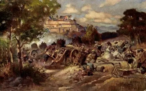 Künstler Ak Coburg in Oberfranken, Belagerung der Feste durch Wallenstein