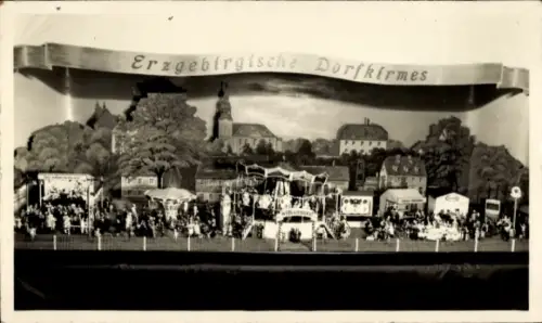 Ak Einsiedel, Modell Erzgebirgische Dorfkirmes, Volkskunstwerk von E. Parthey