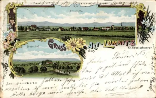 Litho Stara Łomnica Alt Lomnitz Altlomnitz Kreis Habelschwerdt Schlesien, Panorama, Niederdorf