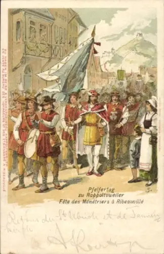 Litho Ribeauvillé Rappoltsweiler Elsass Haut Rhin, Pfeifertag