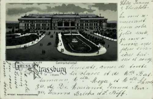 Litho Strasbourg Straßburg Elsass Bas Rhin, Bahnhof