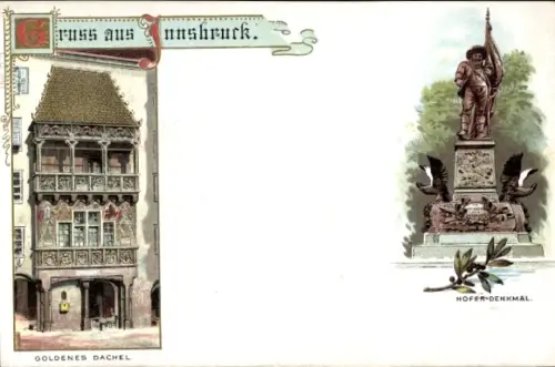 Vorläufer Litho Innsbruck in Tirol, Goldenes Dachel, Hofer Denkmal