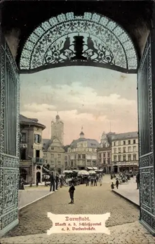 Ak Darmstadt in Hessen,  Markt am Schloßportal, Dorberbräde