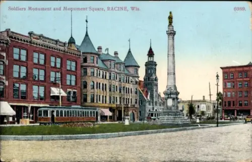 PC Racine Wisconsin USA, Soldiers Monument and Monument Square