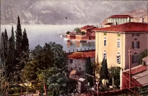 Ak Torbole Lago di Garda Trentino,  Villen am See, Mole, Zypressen