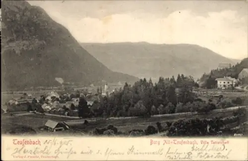 Ak Teufenbach Murau Steiermark, Burg, Villa, Ort