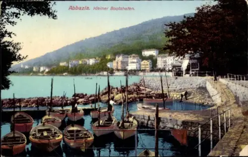 Ak Opatija Abbazia Kroatien, Kleiner Bootshafen