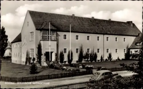 Ak Soltau in der Lüneburger Heide, Städtische Mittelschule, Seitenansicht