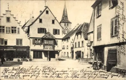 Ak Turckheim Türkheim Elsass Haut Rhin, Platz, Geschäfte