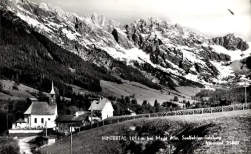 Ak Hinterthal Maria Alm am Steinernen Meer in Salzburg, Hundstein, Statzerhaus, Kirchturm, Dorfhä