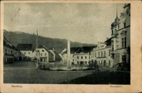 Ak Hartberg Steiermark, Partie am Hauptplatz, Fontäne, Hotel zur Sonne
