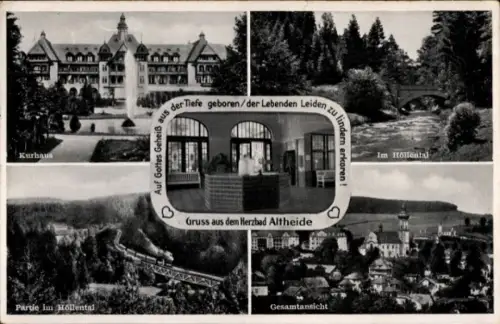 Ak Polanica Zdrój Herzbad Bad Altheide Schlesien, Kurhaus, Im Höllental, Partie im Höllental, Ges