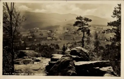 Ak Przesieka Hain Podgórzyn Giersdorf Riesengebirge Schlesien, Panorama, Blick von Heusteinen