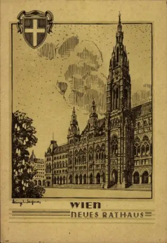 Künstler Ak Wagner, Heinz, Wien 1 Innere Stadt, neues Rathaus, Wappen