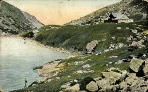 Ak Karpacz Krummhübel Riesengebirge Schlesien, Mały Staw, Kleiner Teich, Baude