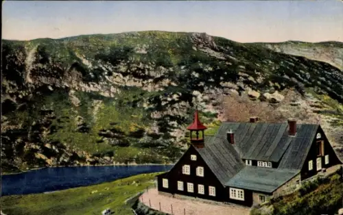 Ak Karpacz Krummhübel Riesengebirge Schlesien, Mały Staw, Kleiner Teich, Baude