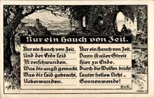 Künstler Ak Nur ein Haus von Zeit, und der Erde Leid ist verschwunden, H. v. R.