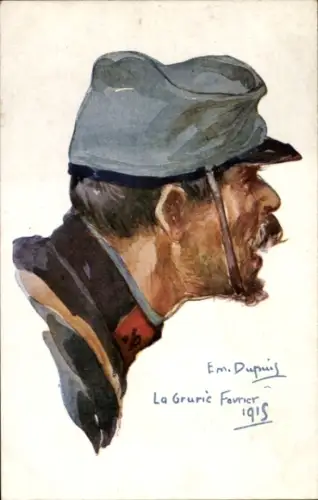 Künstler Ak Dupuis, Em., La Grurie, Französischer Soldat 1915