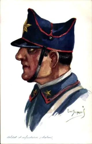 Künstler Ak Dupuis, Em., soldat d'infanterie en uniforme, no 49