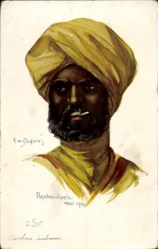 Künstler Ak Dupuis, Emil, Französische Alliierte, Indischer Soldat, Kavallerie, Portrait