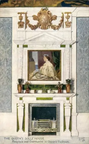 PC Queen's Dolls House, Fireplace and Overmantel in Queen's Bedroom