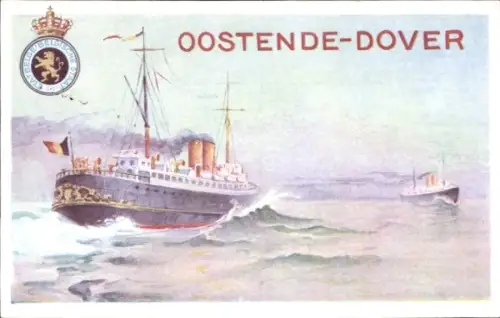 Ganzsachen Ak Belgien, Fährschiff Linie Ostende Dover