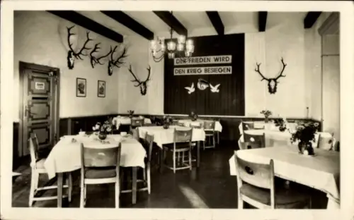 Ak Oberwiesenthal im Erzgebirge, Ferienheim J. G. Wismut Sachsenbaude, Speisesaal