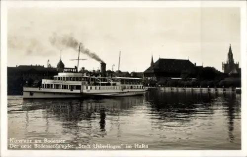Ak Konstanz am Bodensee, Hafen, Dampfer Stadt Ueberlingen