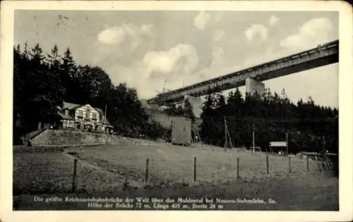 Ak Siebenlehn Großschirma in Sachsen, Reichsautobahnbrücke Muldental, Restaurant Huthaus Nossen