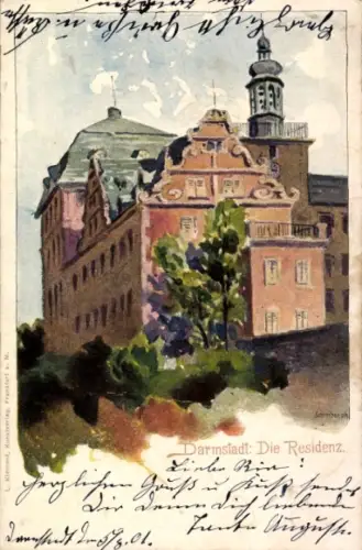 Künstler Ak Biese, C., Darmstadt in Hessen, Die Residenz