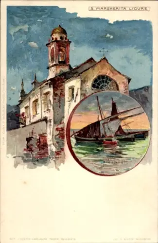 Künstler Litho Wielandt, Manuel, Santa Margherita Liguria, Kirche, Boote