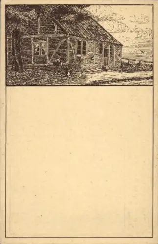 Künstler Ak Hellberg, H., Niedersächsisches Bauernhaus