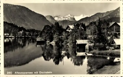 Foto Ak  Alt Aussee Altaussee Steiermark, Ufer am Altausseersee, Dachstein