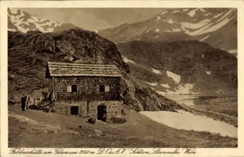 Ak Greifenburg in Kärnten, Feldnerhütte am Glanzsee, Sektion Steinnelke