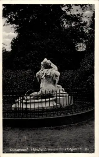 Ak Düsseldorf am Rhein,  Märchenbrunnen im Hofgarten