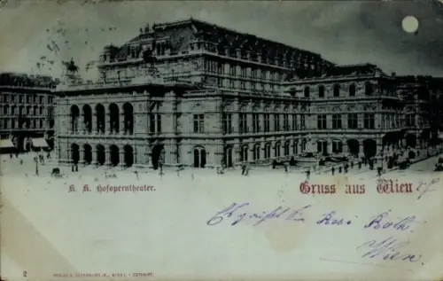 Mondschein Ak Wien 1 Innere Stadt, Hofoperntheater