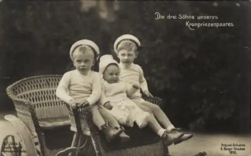 Ak Die drei Söhne des deutschen Kronprinzenpaares, PH Berlin 2284