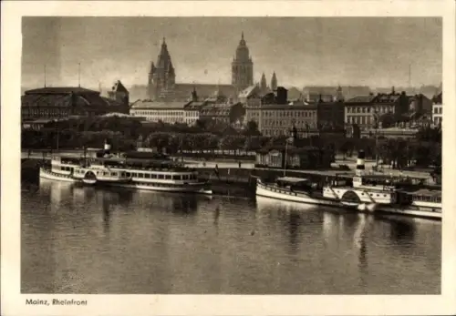 Ak Mainz am Rhein, Rheinfront, Schiffe