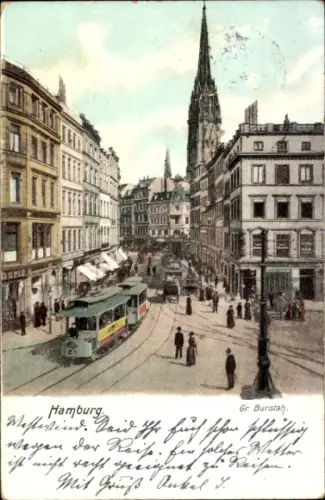 Ak Hamburg Groß Borstel, Gr. Burstah, Straßenbahn
