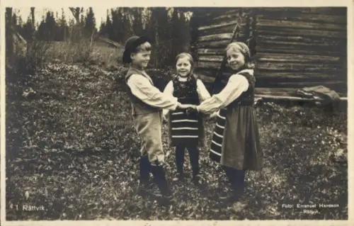 Ak Rättvik Schweden, Kinder in Tracht