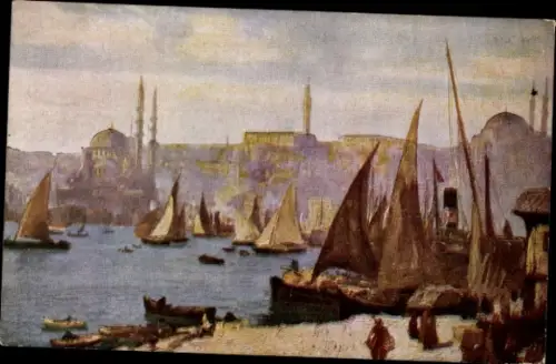 Künstler Ak Macco, Georg, Konstantinopel Istanbul Türkei, Hafenpartie
