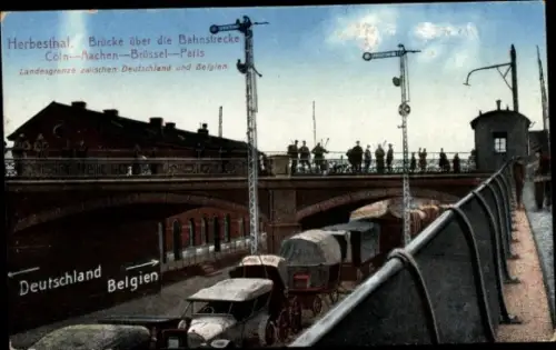 Ak Herbesthal Lontzen Wallonien Lüttich, Brücke über die Bahnstrecke Köln, Aachen, Brüssel, Paris